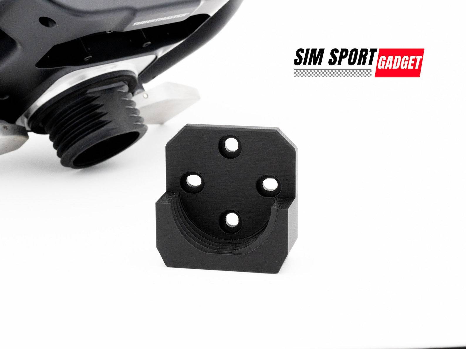 SimSportGadget Thrustmaster wheel mount with quick release attachment for profile sim racing rig, drop-in style, black finish