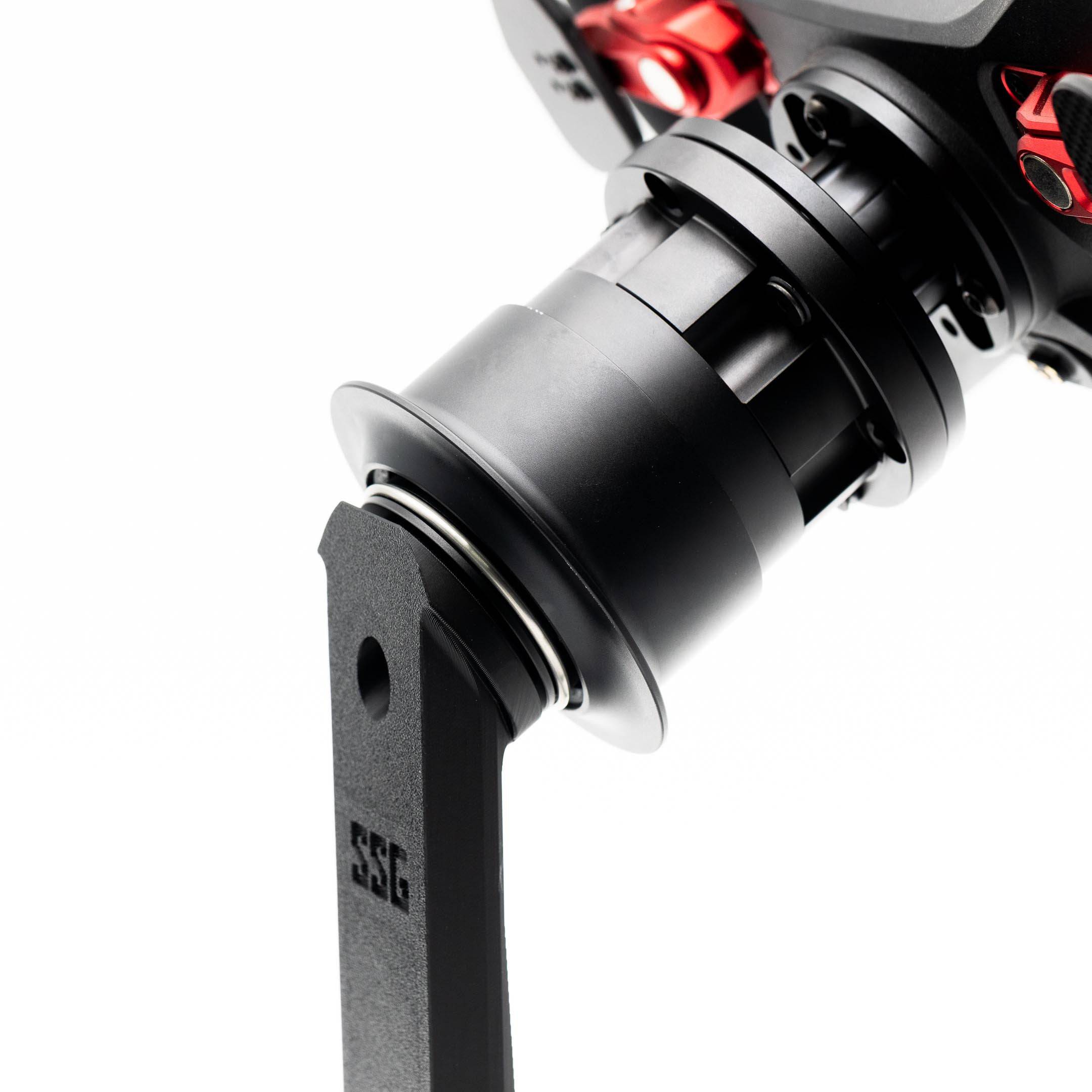 SimSportGadget VRS QR Wheel Display Stand for sim racing steering wheels, showcasing a sturdy wheel rim accessory for racing setups.