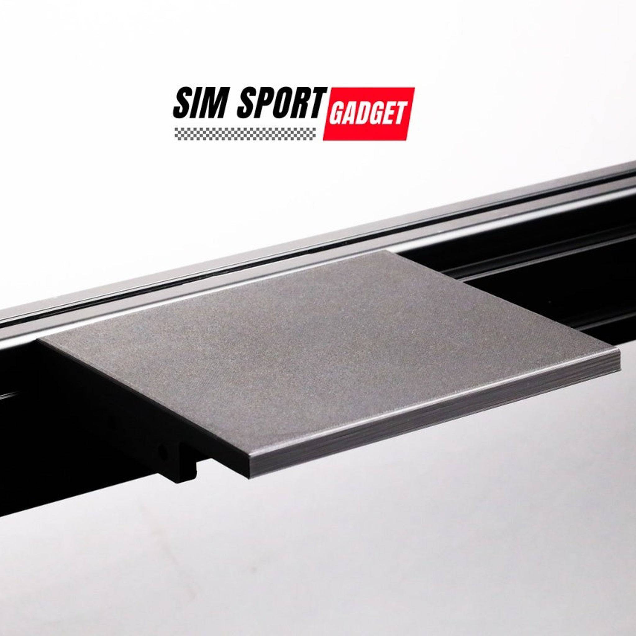 SimSportGadget sim racing mouse pad accessory with textured surface, designed for precise control on a sim racing rig.