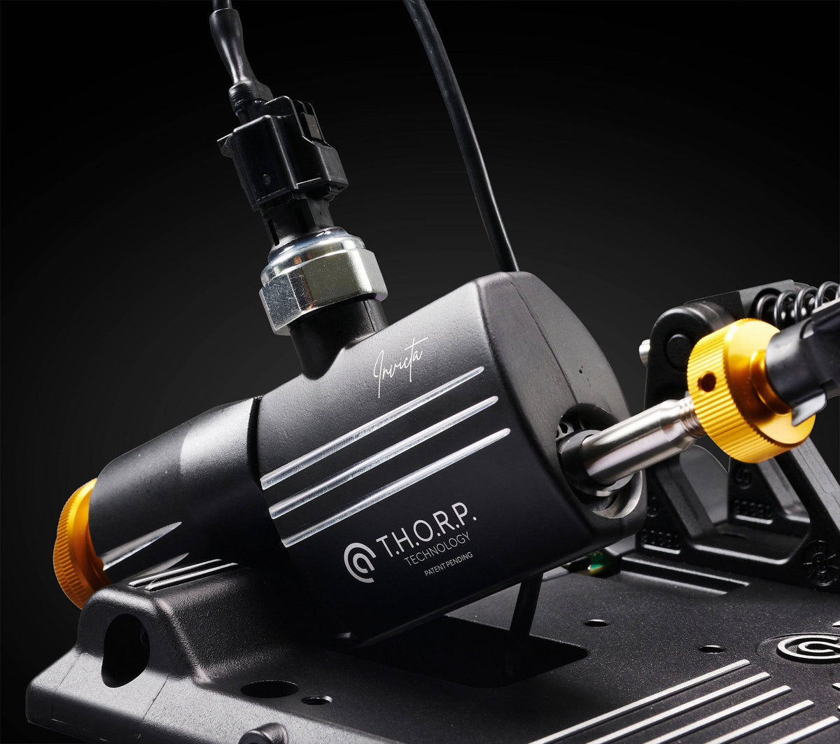 Asetek SimSports Pagani Huayra R racing pedals with metal footplates and adjustable throttle, clutch, and brake components.