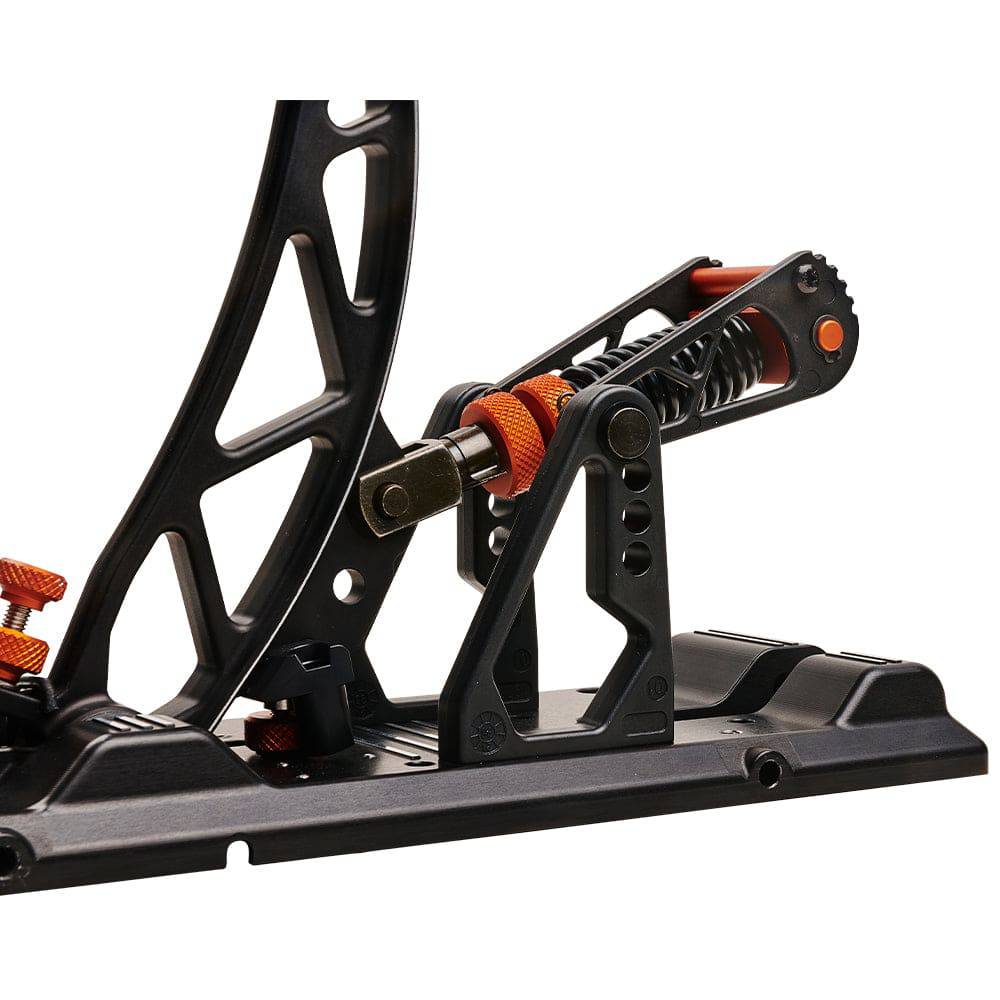 Asetek SimSports Invicta clutch pedal for racing simulators, black metal pedal with textured surface and mounting holes.