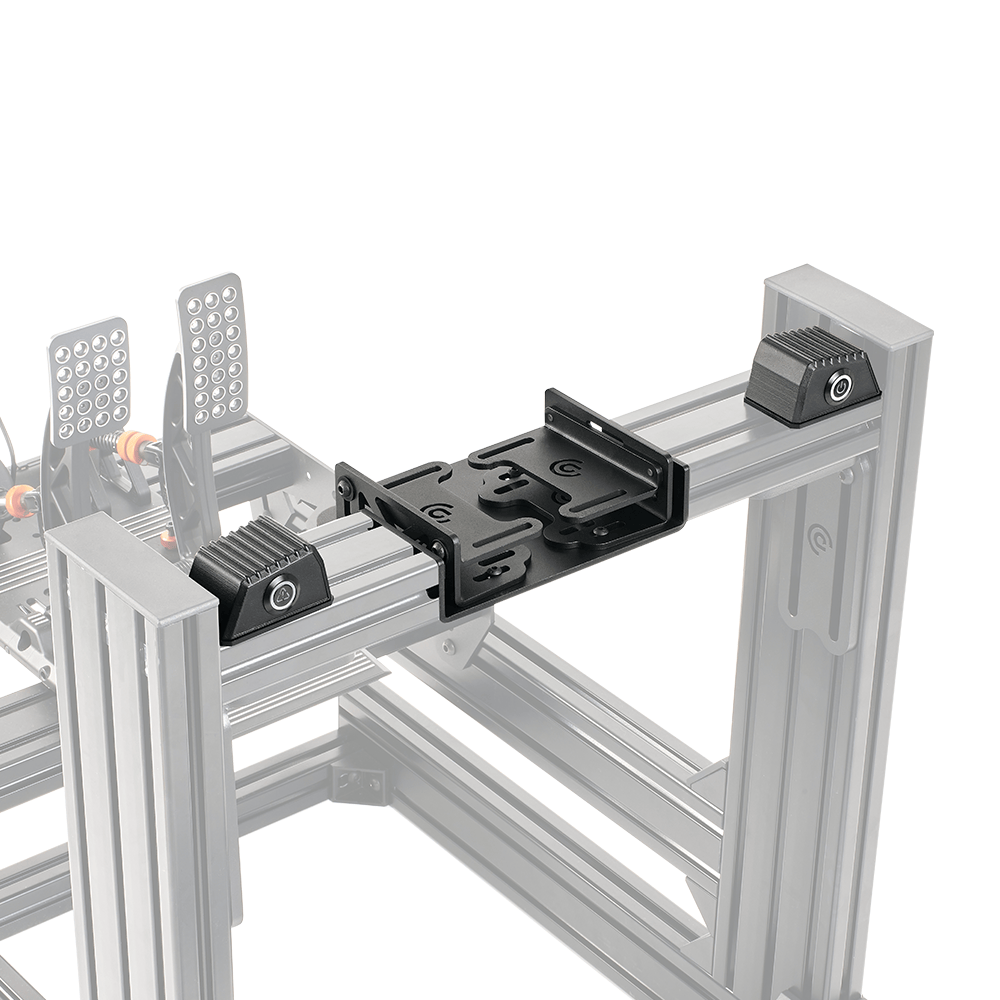 Asetek SimSports DD wheelbase bottom mount with tilt adjustment, white background, designed for sim racing accessories.