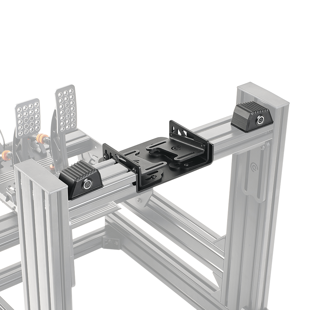Asetek SimSports DD wheelbase bottom mount with tilt adjustment on a white background, designed for sim racing accessories.