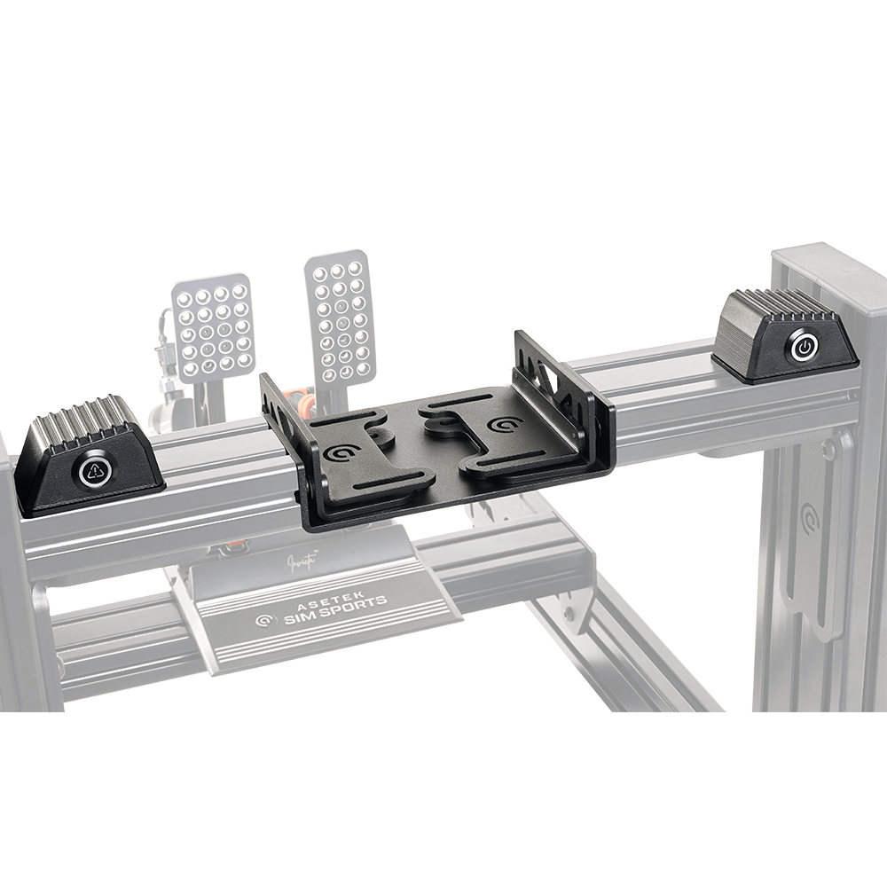 Asetek SimSports DD Wheelbase bottom mount with tilt adjustment on a white background, designed for sim racing accessories.