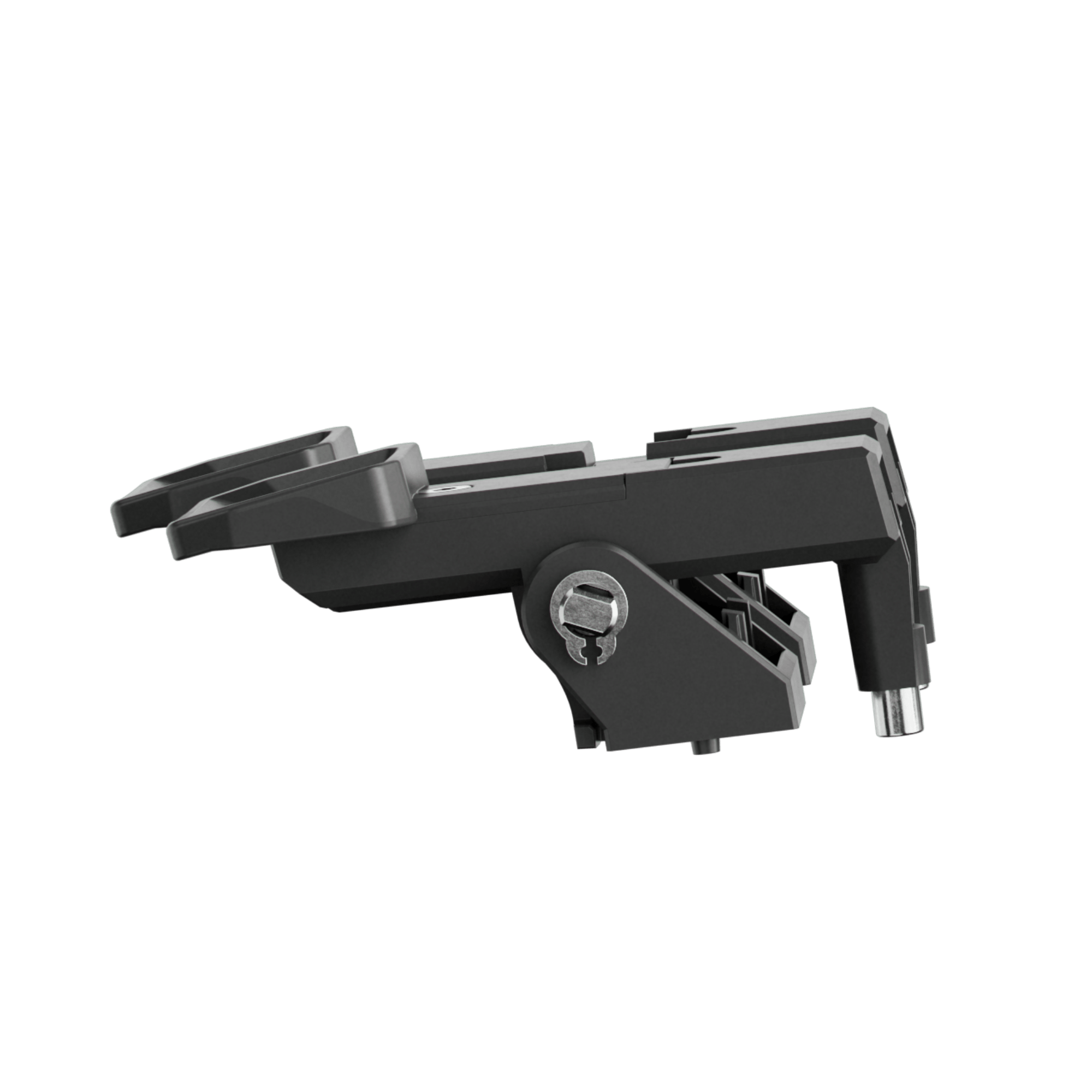 Asetek SimSports wheel rim clutch paddles for racing sim controllers, shown mounted on a black wheel rim accessory.