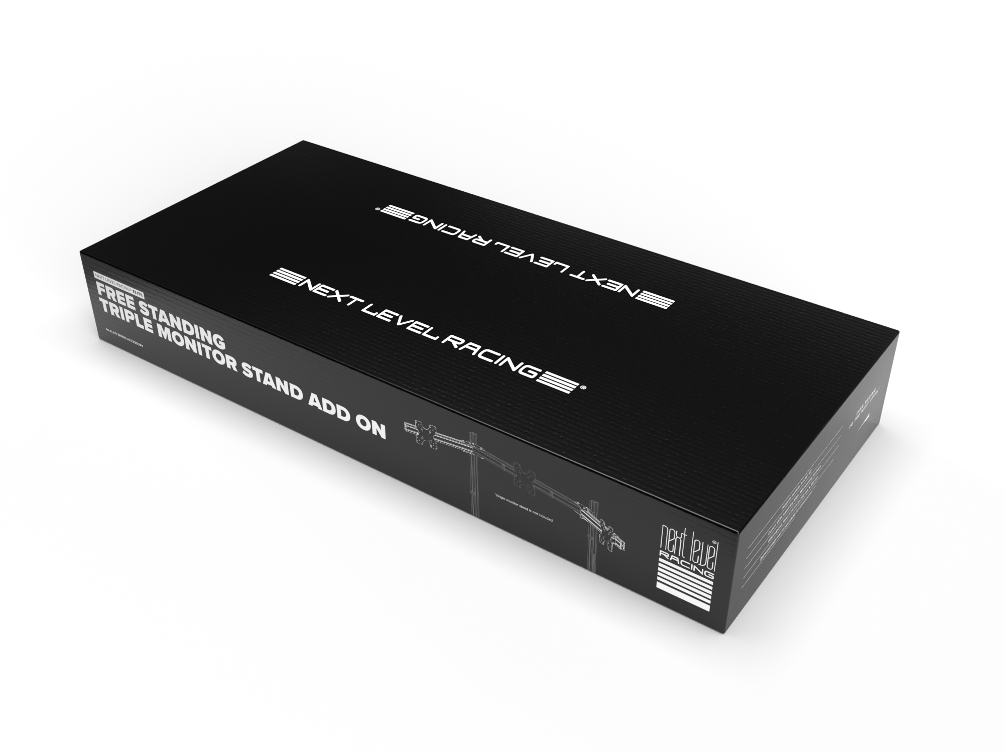 Next Level Racing Elite-Freestanding Triple Monitor Stand add-on in carbon grey, designed for supporting three monitors securely.