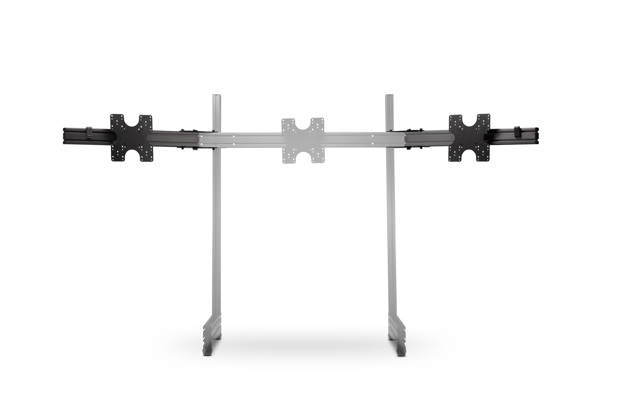 Next Level Racing Elite-Freestanding Triple Monitor Stand add-on in carbon grey, supporting three monitors with a sleek, sturdy design.