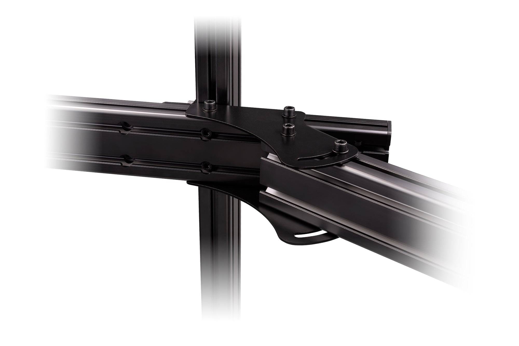 Next Level Racing Elite-Freestanding Triple Monitor Stand add-on in carbon grey, supporting three monitors for gaming and simulation setups.