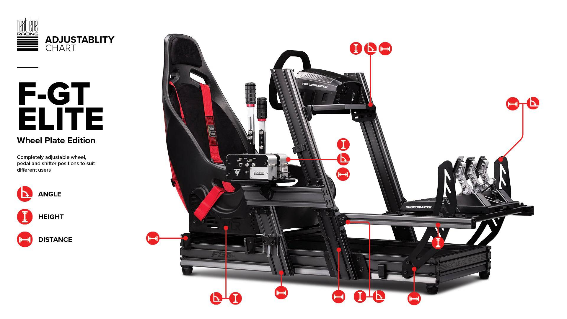 Next Level Racing F-GT Elite aluminum sim racing cockpit with wheel plate, sturdy frame for immersive racing experiences
