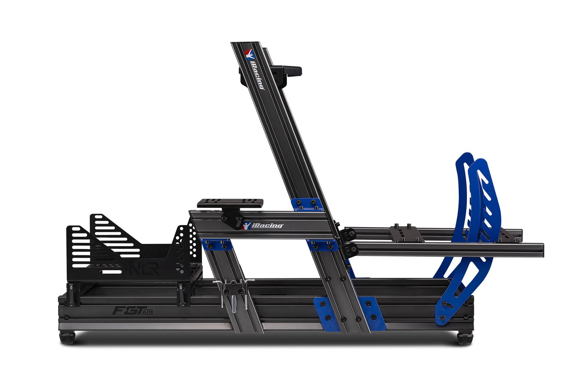 Next Level Racing F-GT Elite sim racing chassis with aluminum profile, designed for Formula and GT racing, iRacing Edition.