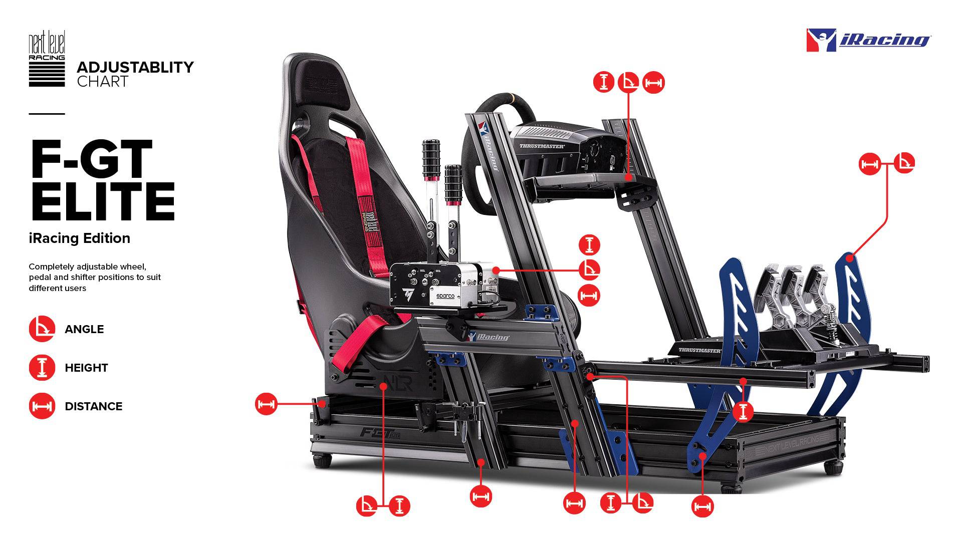 Next Level Racing F-GT Elite sim racing chassis with aluminum profile for Formula and GT racing, iRacing edition.