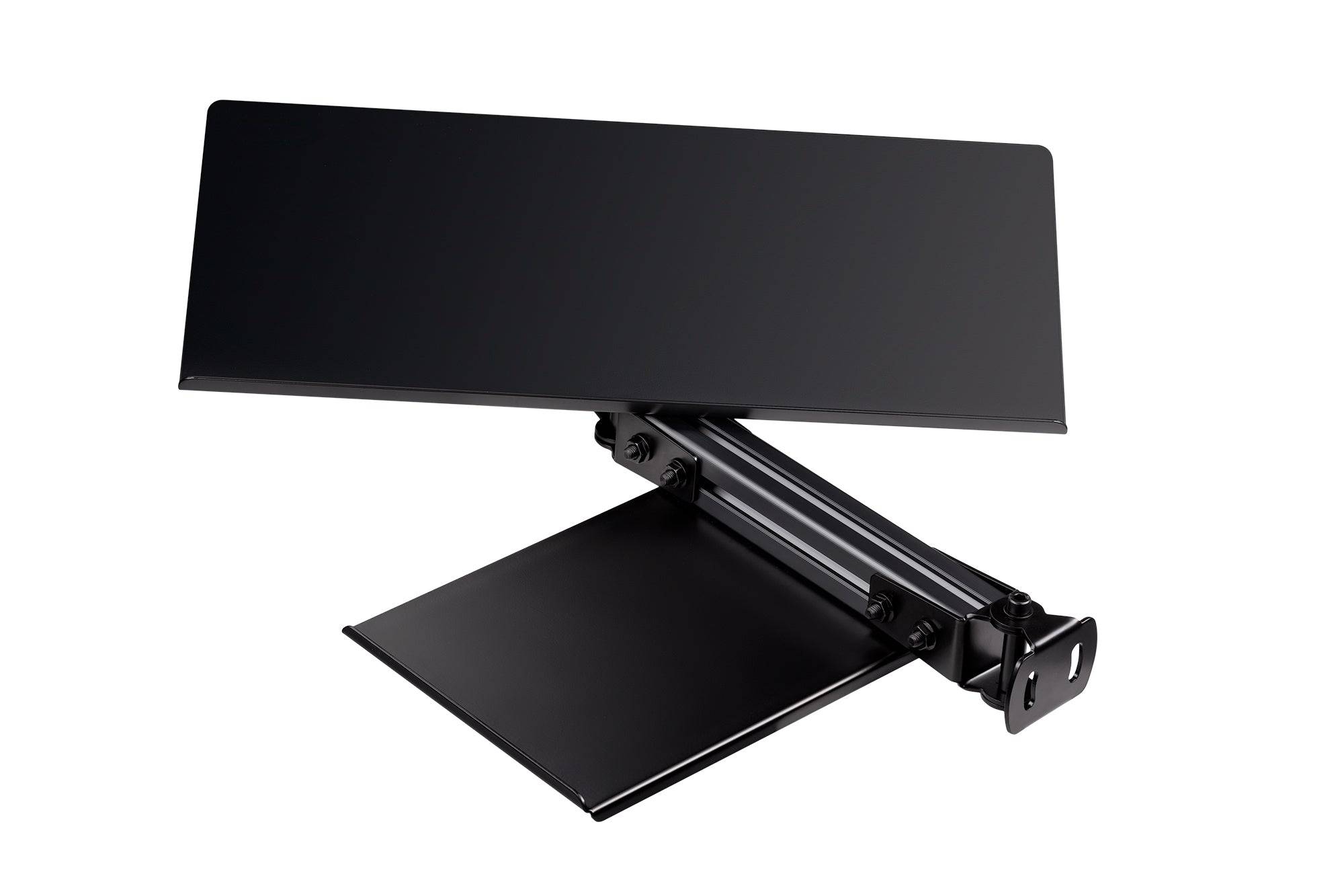 Next Level Racing F-GT Elite keyboard and mouse tray in carbon grey, designed as an ergonomic accessories for gaming and simulation setups.