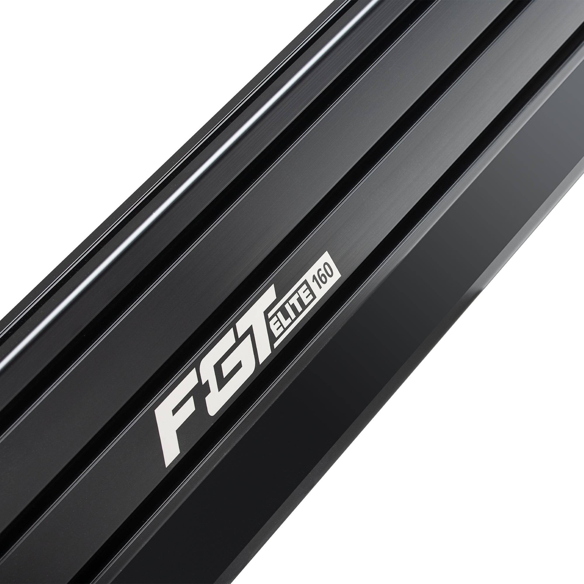 Next Level Racing Elite 160 sim racing chassis with front and side mounts in black, designed for realistic racing experience.