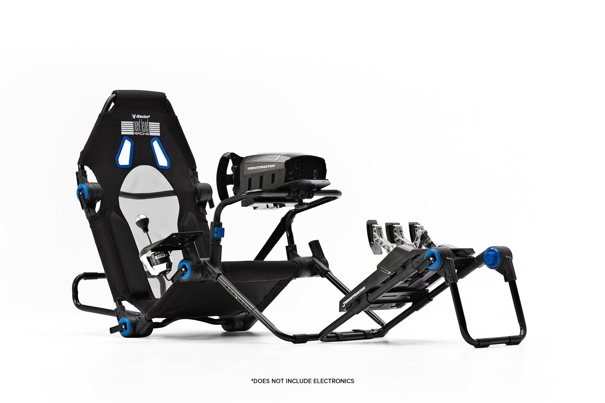Next Level Racing F-GT Lite Formula and GT foldable sim racing cockpit for iRacing, featuring a sturdy, adjustable chassis and racing seat.