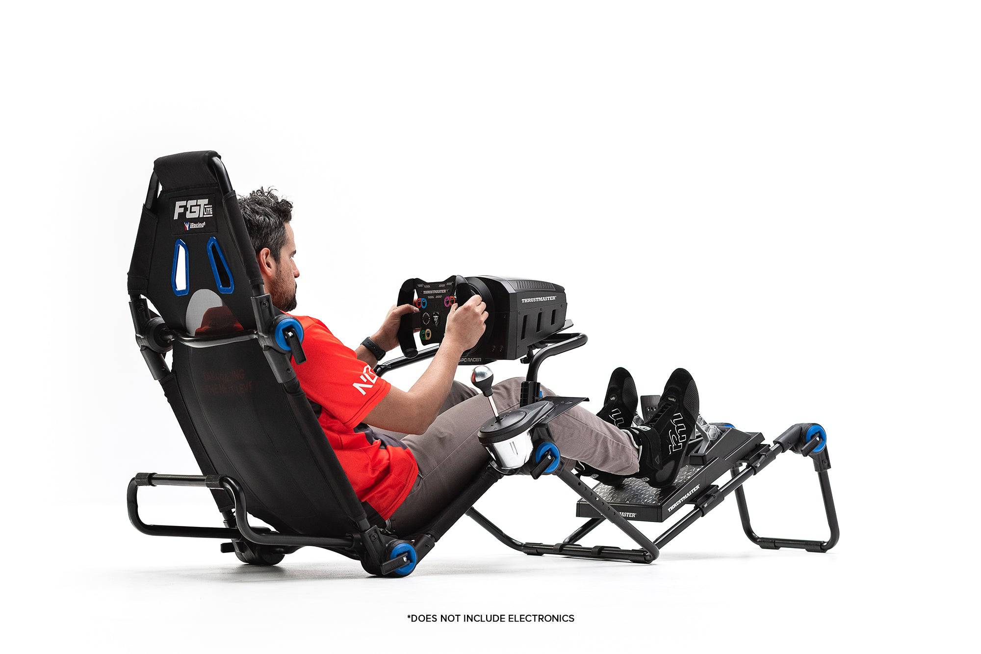 Next Level Racing F-GT Lite sim racing chassis for Formula and GT cars, foldable and compatible with iRacing edition.
