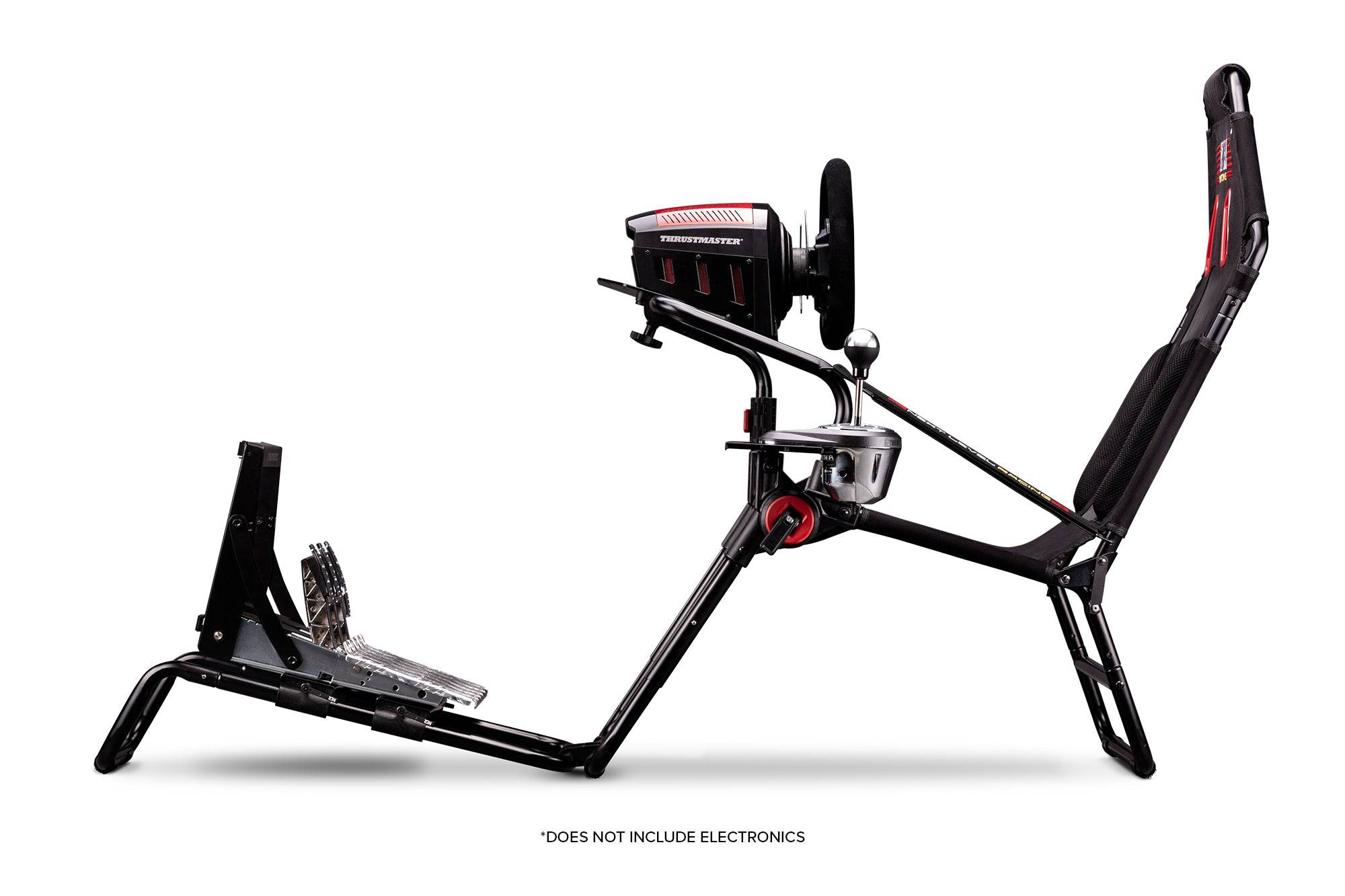 Next Level Racing GTLite foldable sim racing chassis in gray, designed for realistic racing simulation setups.