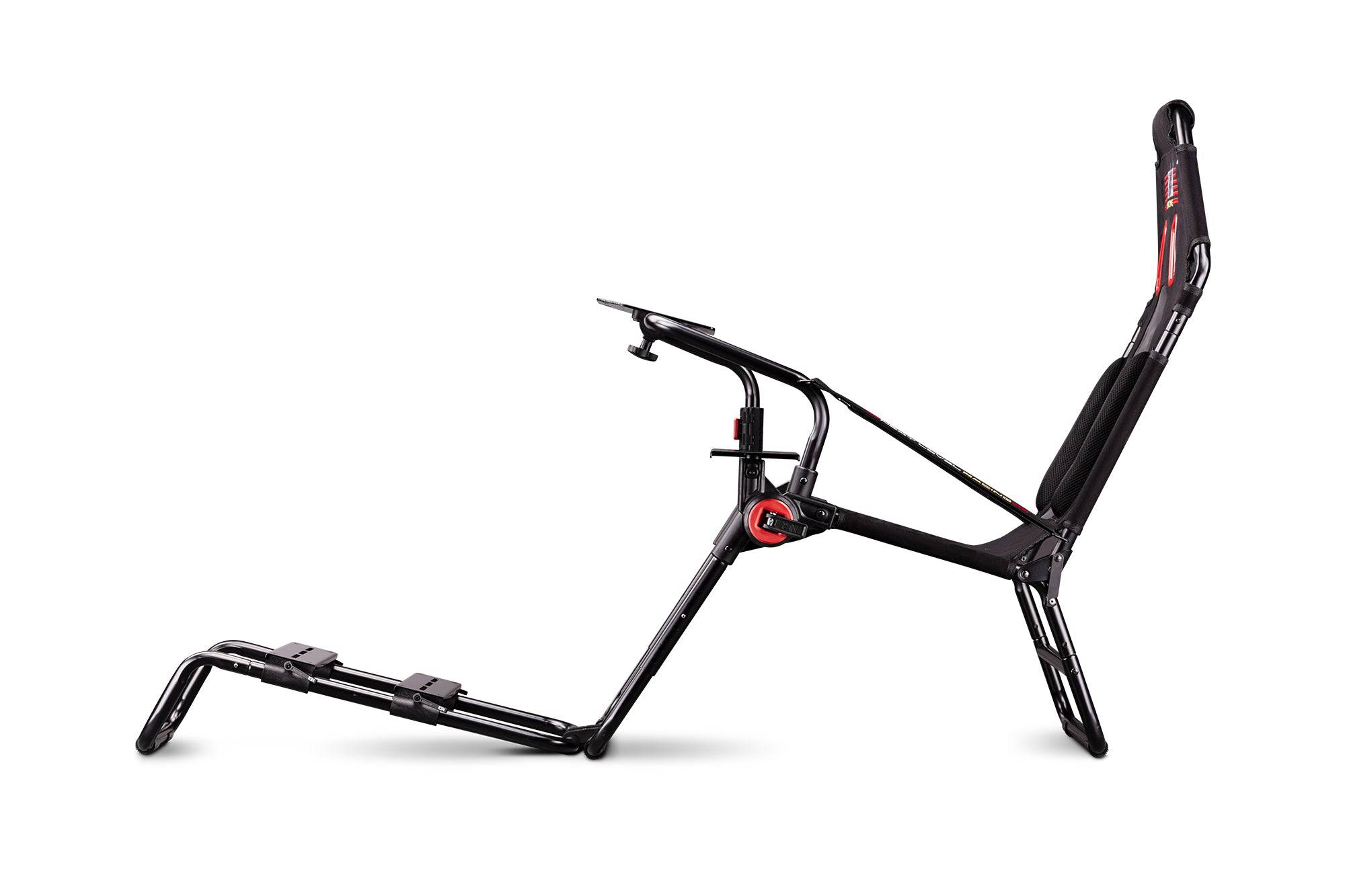 Gray Next Level Racing GTLite foldable sim racing chassis with adjustable seat and sturdy frame for immersive racing experiences.