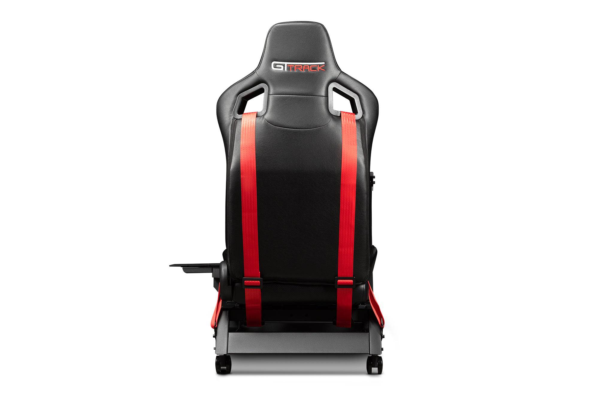 Next Level Racing GTtrack sim racing cockpit chassis with racing seat, steering wheel mount, and pedal platform for immersive racing experience