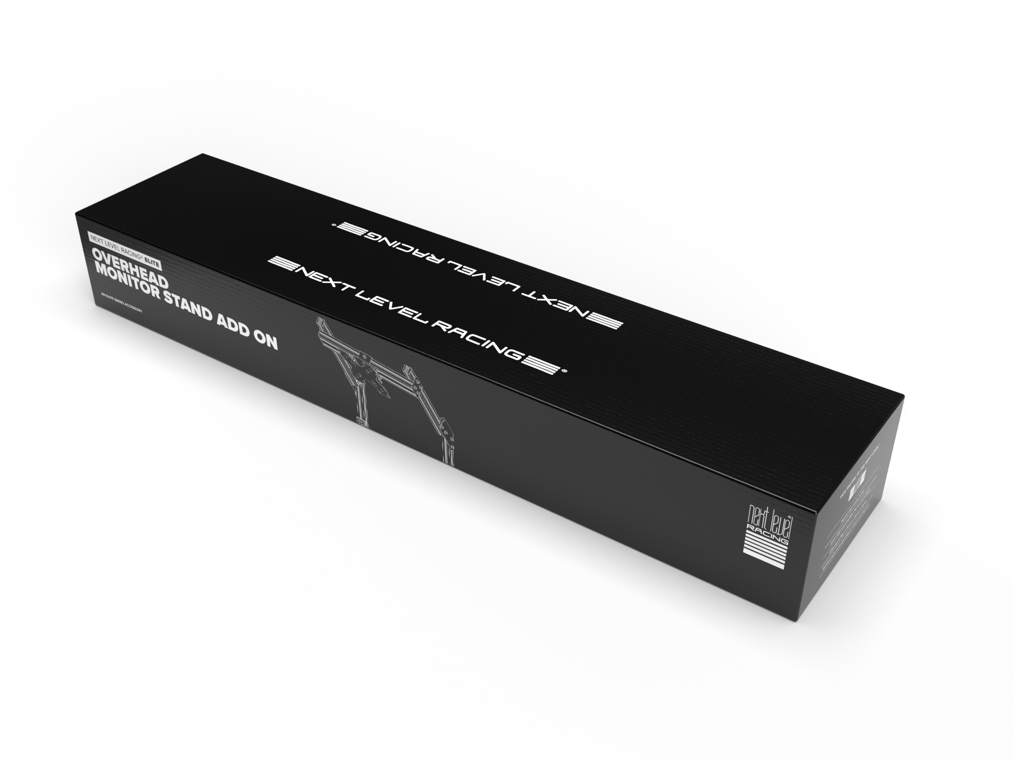 Next Level Racing Elite freestanding quad monitor stand in carbon grey, supports four monitors for gaming or simulation setups.