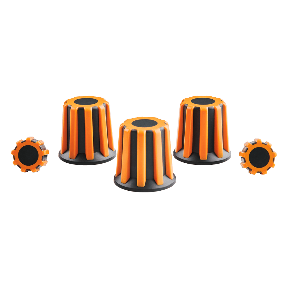 Asetek SimSports Forte wheel rim accessory with orange buttons, encoders, and a 7-way switch for sim racing setups.