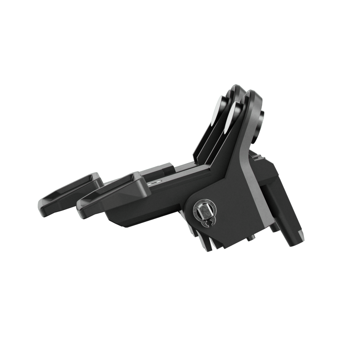 Asetek SimSports magnetic input wheel rim paddles for racing simulation, showing close-up of paddle attachments on a wheel rim.