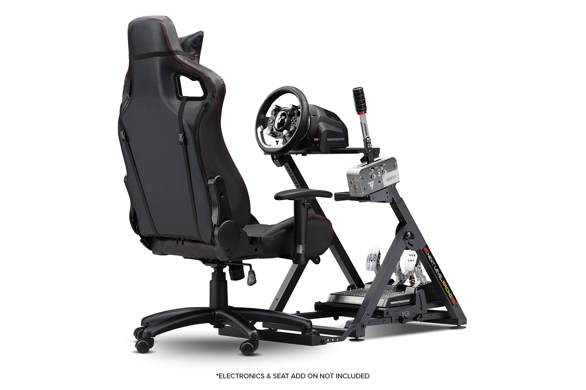 Next Level Racing Wheel Stand 2.0 with adjustable supports and sturdy frame for sim racing enthusiasts.