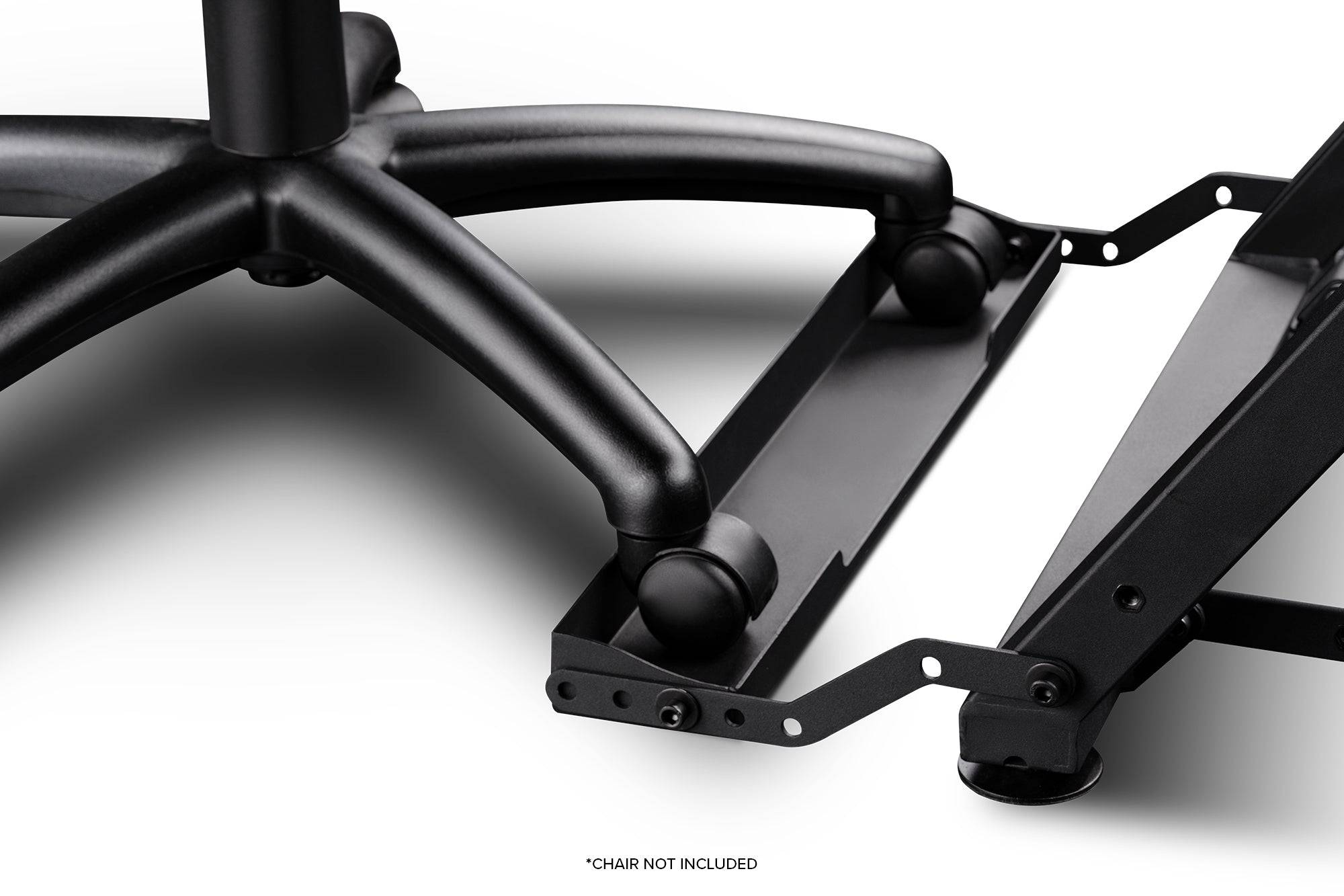 Next Level Racing Wheel Stand 2.0 showing adjustable metal frame and wheel mount for sim racing setups.