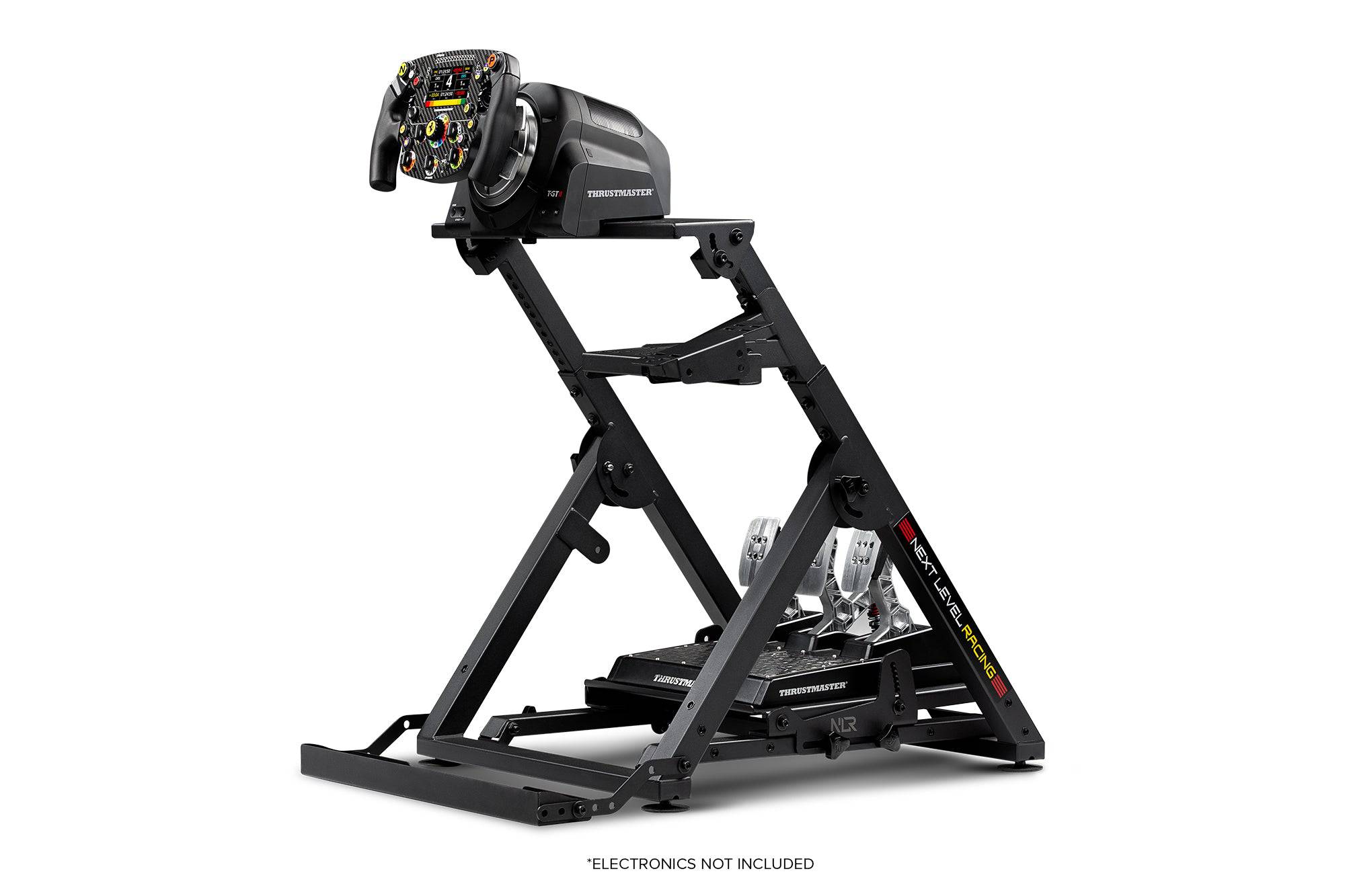 Next Level Racing Wheel Stand 2.0 displaying adjustable wheel mount, sturdy frame, and ergonomic design for racing simulation setups.