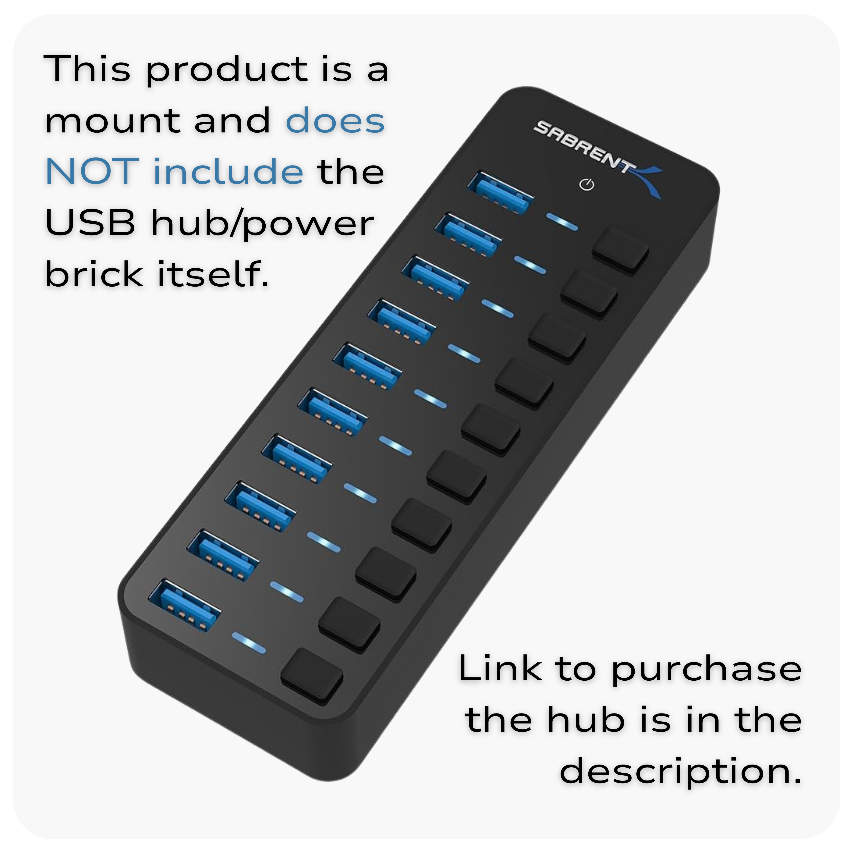 Sabrent 10 USB Hub Power Brick Holder
