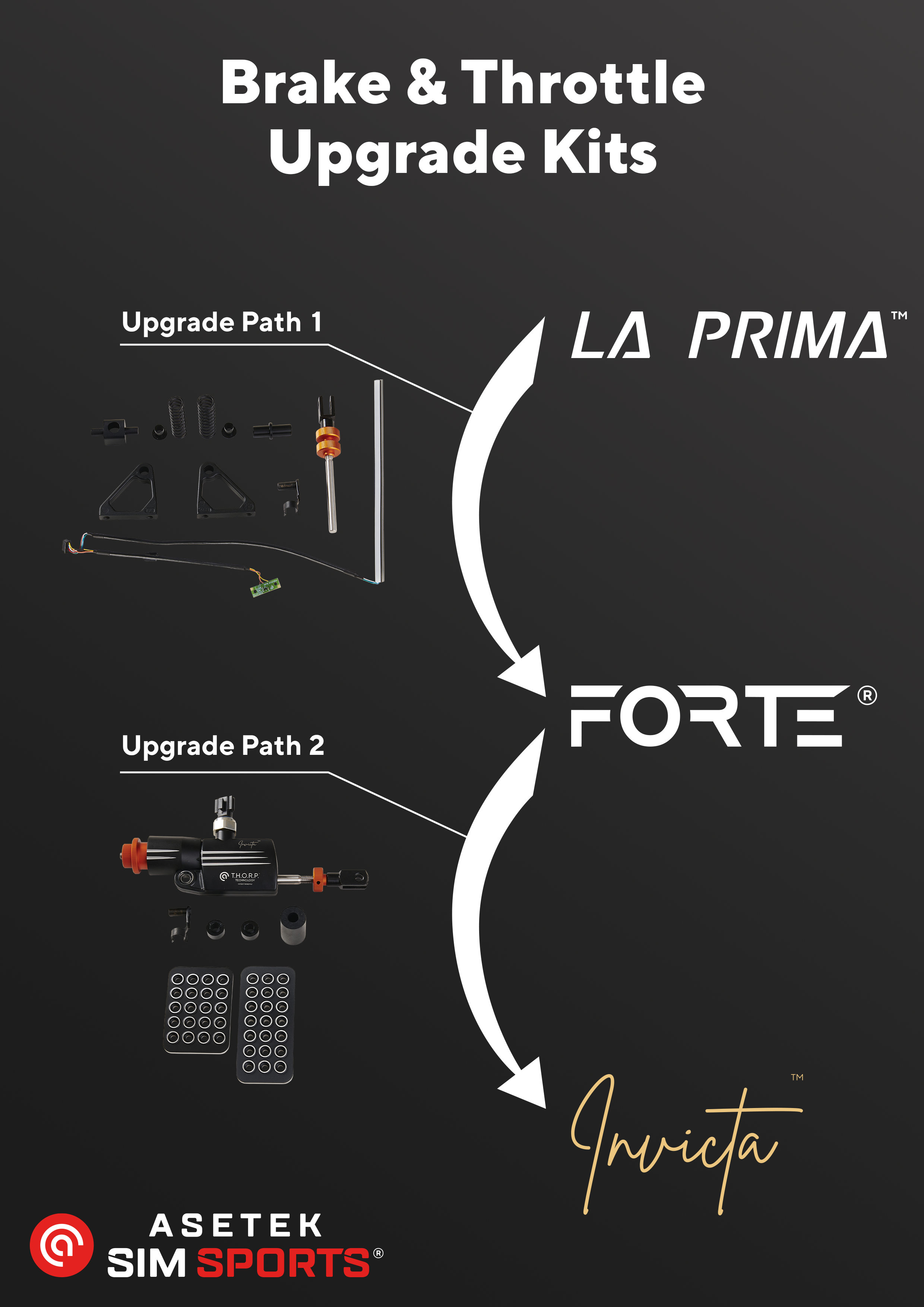 Asetek SimSports - La Prima® to Forte® Pedal set Upgrade Kit